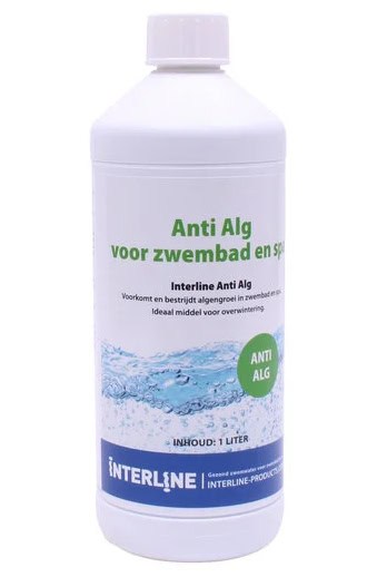 Anti-algenmiddel voor zwembad en spa, 1 liter fles.