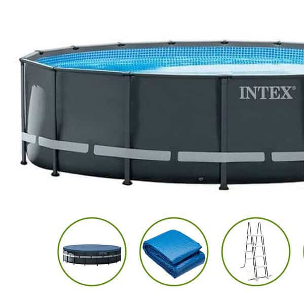 Rond zwembad met accessoires en ladder