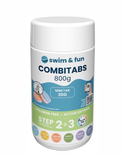 swim & fun combitabs chloorvrij 20g 800g – actieve zuurstof zwembadtabletten