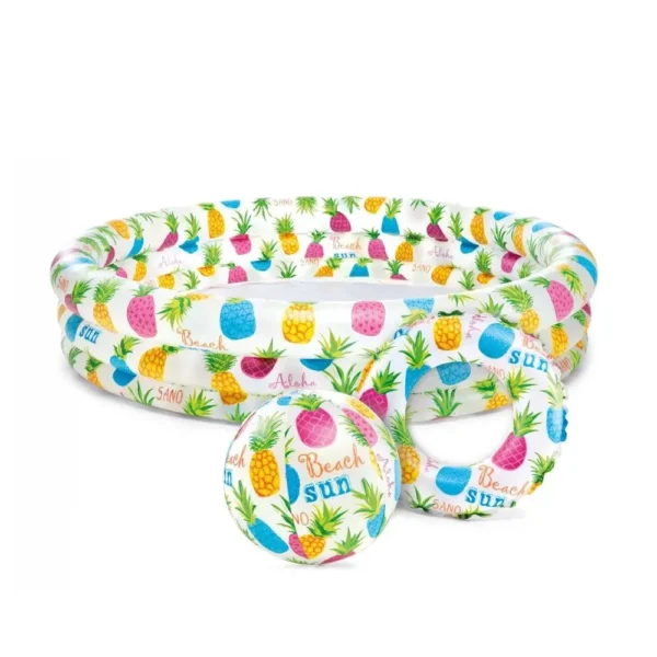 Opblaaszwembad met ananasprint voor kinderen.