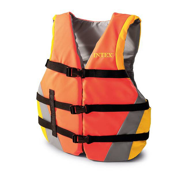 Oranje veiligheidsvest met zwarte riemen