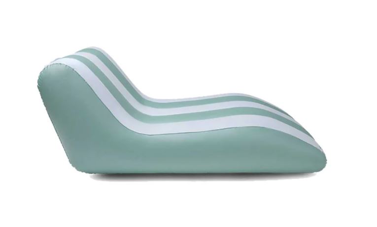 Mintgroen opblaasbaar ligbed met witte strepen
