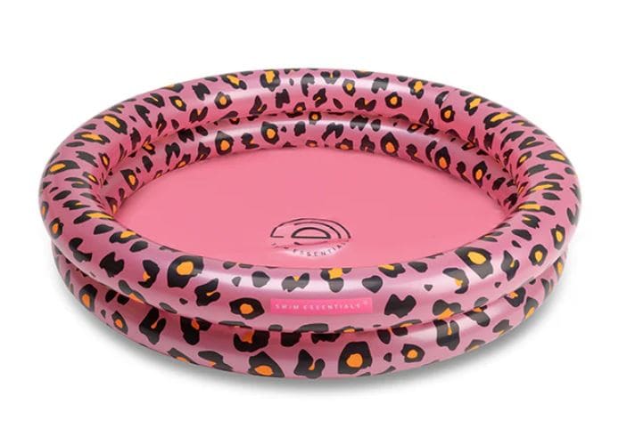 Roze opblaasbaar kinderbadje met luipaardprint