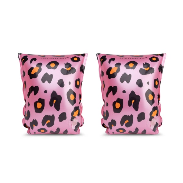 Roze kind zwemvleugels met luipaardprint