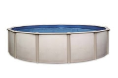 Rond bovengronds zwembad met blauwe voering